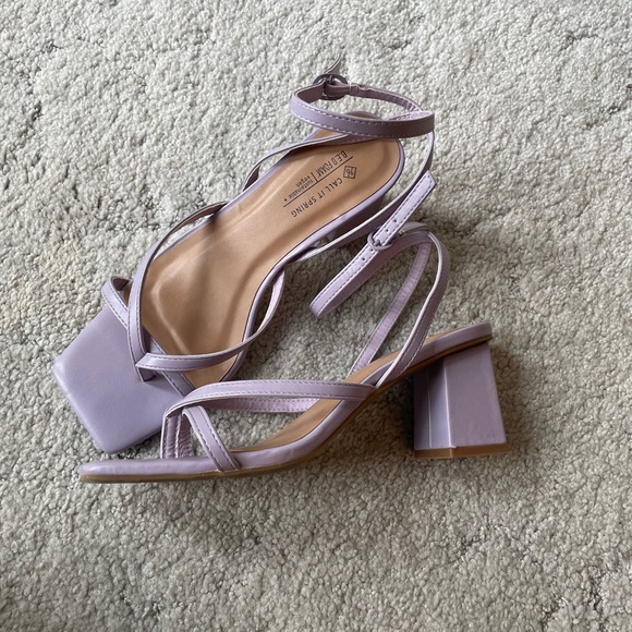 Call It Spring Purple Block Heels - Picture 2 of 3